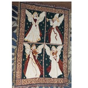 Goodwin Weavers Musical Angels Woven Tapestry Throw Blanket Cotton 70"x48" USA